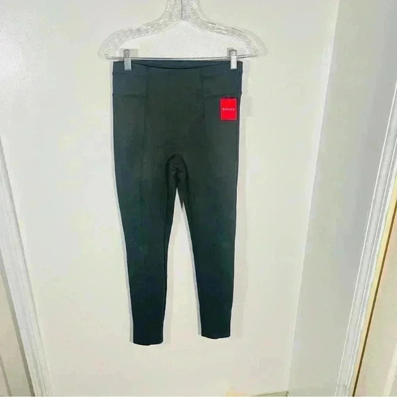 NWT Spanx Faux Suede Leggings Olive Green - Picture 2 of 10